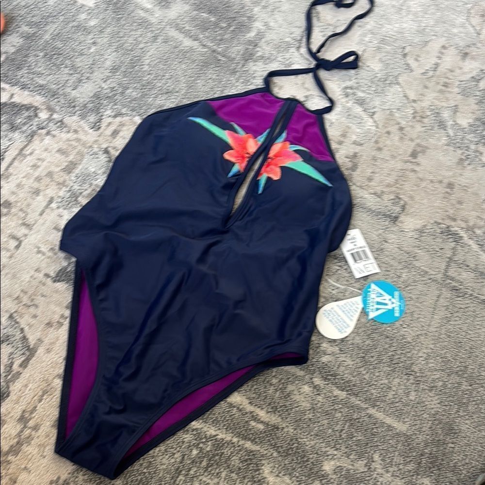 Navy Floral One-Piece Swimsuit - Picture 6 of 11